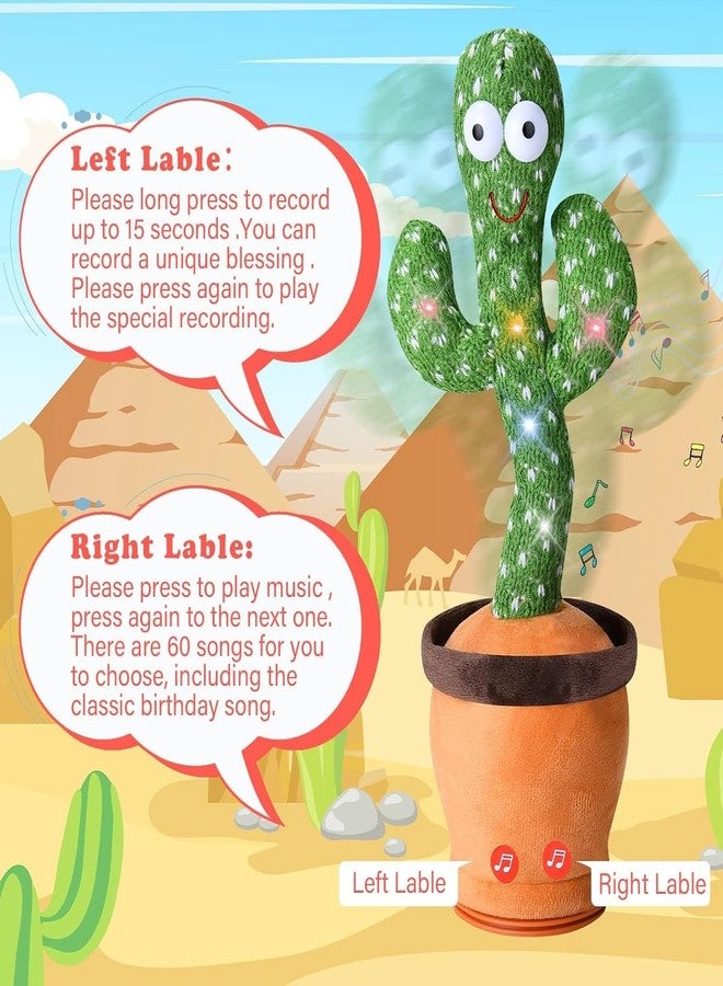 MOBDESK Cactus Toddler Toy - Fun Dancing+Singing+Talking+Recording+LED Sunny Cactus | Interactive Artificial Cactus Plant for Mimicking Repeating Repeats What You Say | Cactus Gift for Kids | (T-67) - Image 4